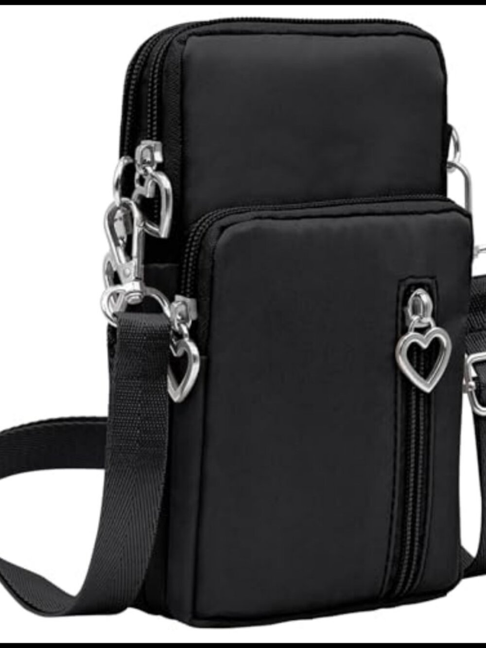 Nylon Crossbody Wallet Purse Mini Triple Compartment Cell Phone Bag